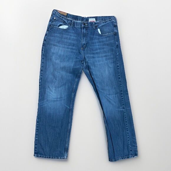 Merona Jeans Mens 40x32 Blue Denim Classic Fit Straight Leg Five Pocket Zip Fly - Picture 1 of 5